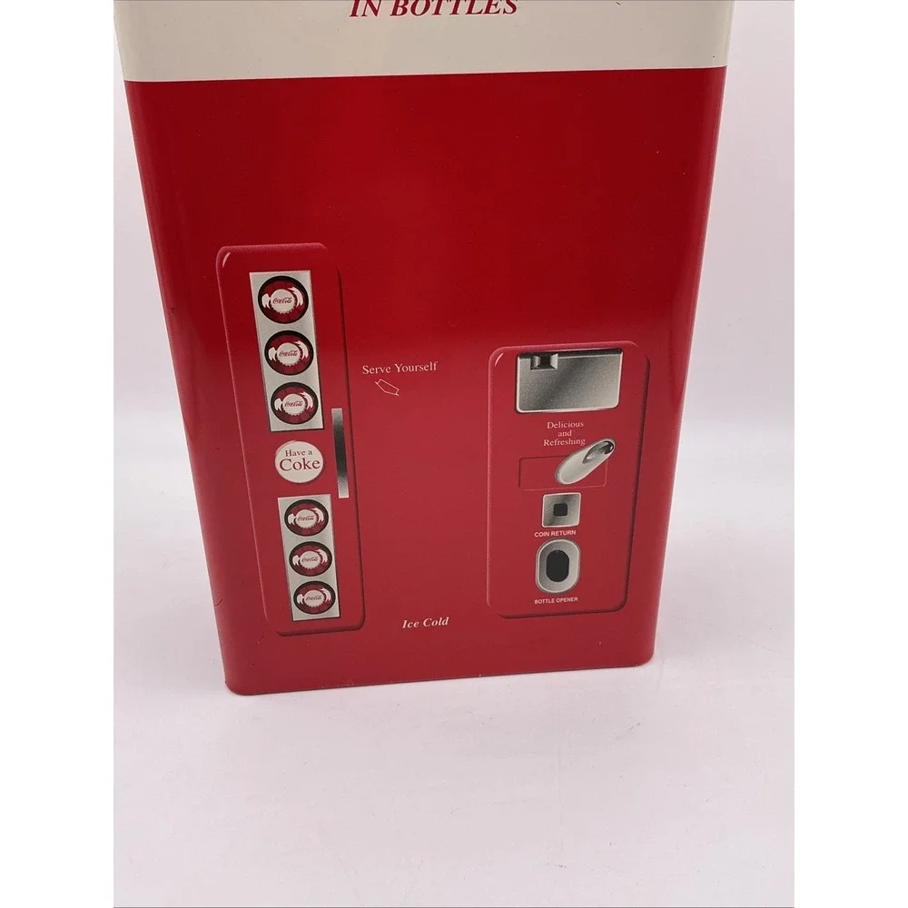 Coca Cola 1999 Coke Vending Machine Tin with 3 pc. 8 oz. Glass Set inside tin